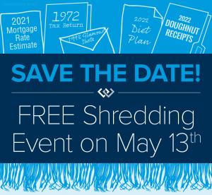 Save the Date! Free Shredding Event on May 13th